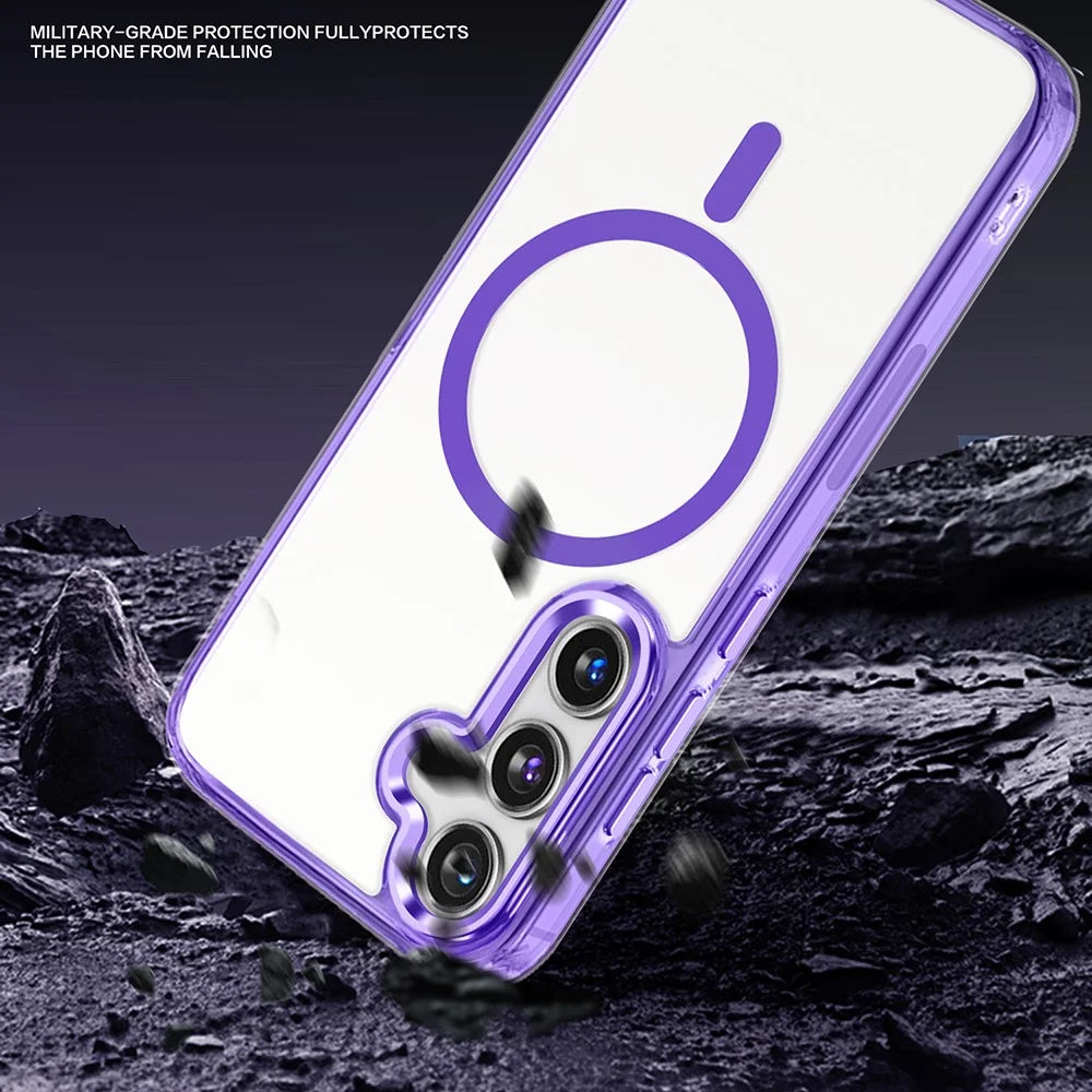 For Samsung Galaxy S24+ Clear Case Shockproof PC + TPU Phone Cover Magnetic Case - Purple - 3