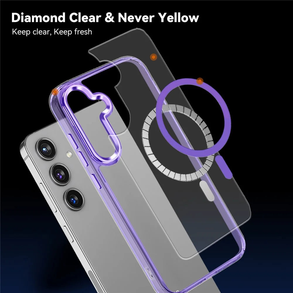 For Samsung Galaxy S24+ Clear Case Shockproof PC + TPU Phone Cover Magnetic Case - Purple - 5