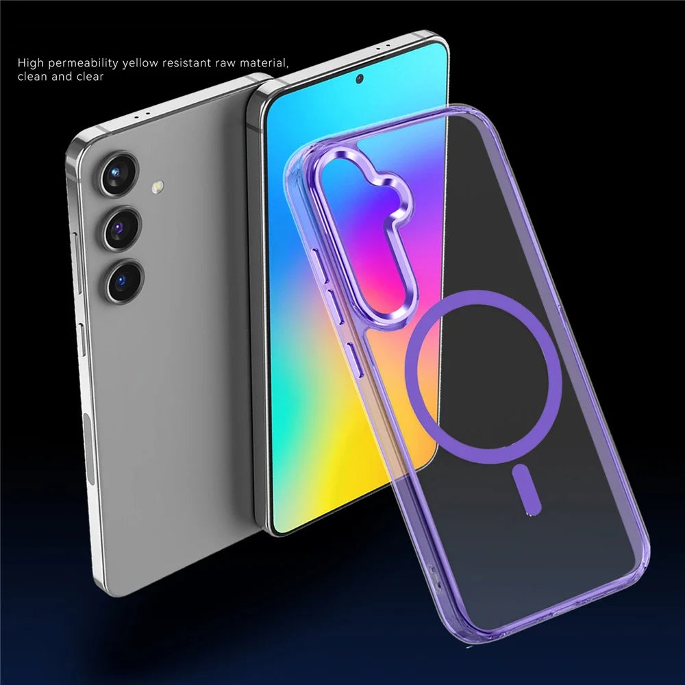 For Samsung Galaxy S24+ Clear Case Shockproof PC + TPU Phone Cover Magnetic Case - Purple - 6