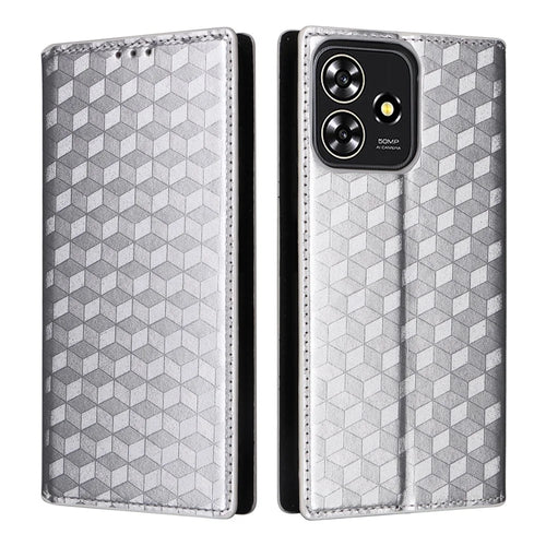 For ZTE Blade A73 4G / Blade V50 Smart / Blade V50 Desig 4G / Axon 50 Lite Wallet Phone Case Rhombus Imprinted PU Leather Folio Flip Cover - Silver - 1