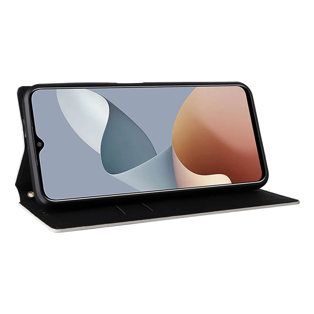 For ZTE Blade A73 4G / Blade V50 Smart / Blade V50 Desig 4G / Axon 50 Lite Wallet Phone Case Rhombus Imprinted PU Leather Folio Flip Cover - Silver - 3
