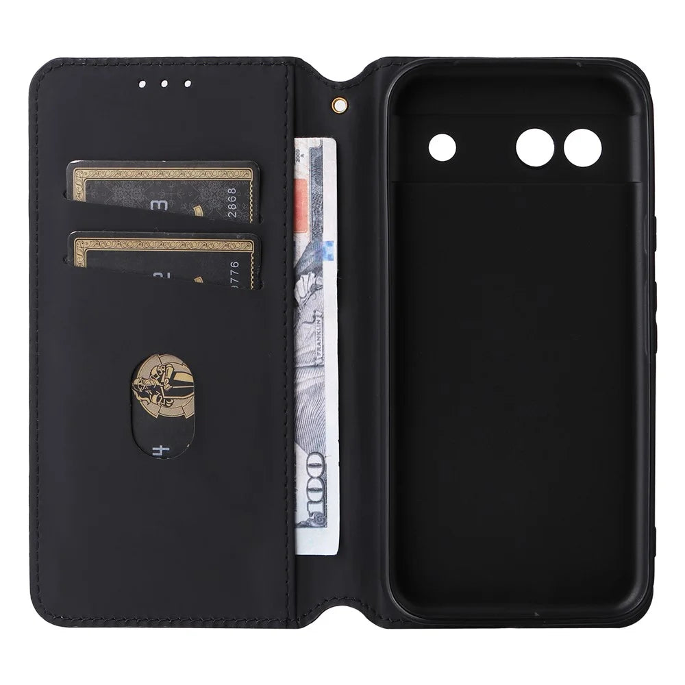 For Google Pixel 8a Cell Phone Cover PU Leather+TPU Wallet Mobile Phone Case - Black - 2