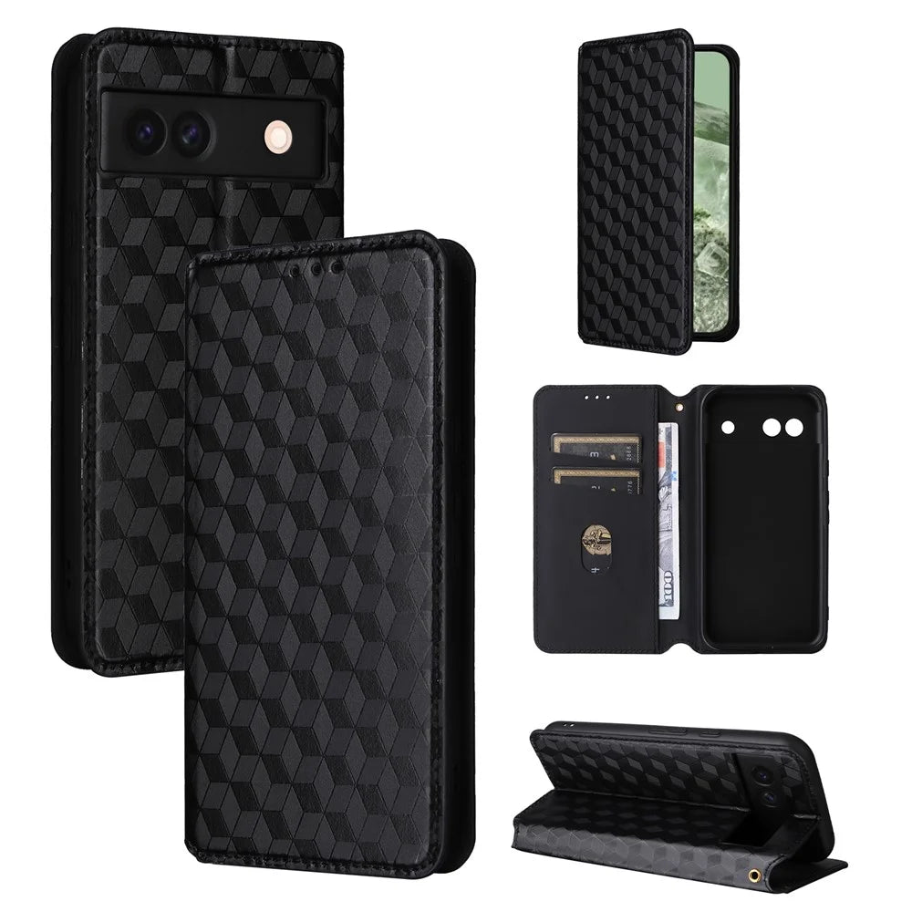 For Google Pixel 8a Cell Phone Cover PU Leather+TPU Wallet Mobile Phone Case - Black - 5