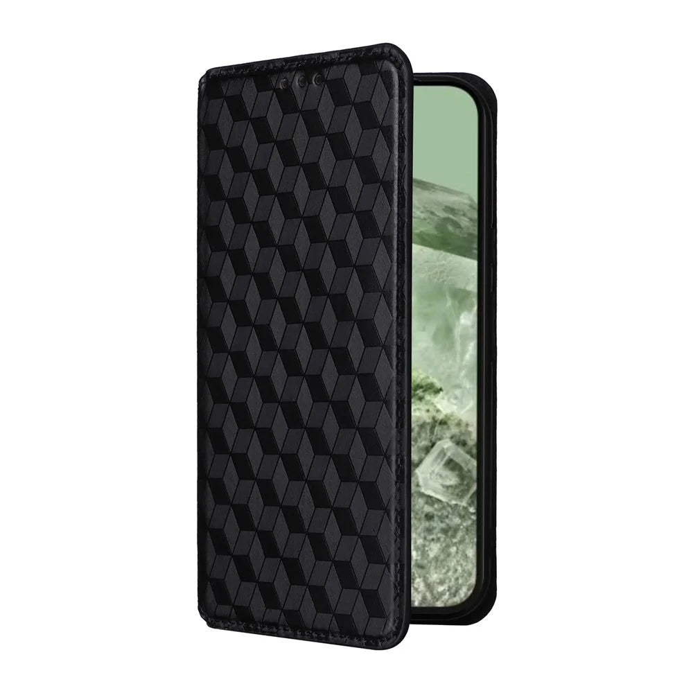 For Google Pixel 8a Cell Phone Cover PU Leather+TPU Wallet Mobile Phone Case - Black - 6