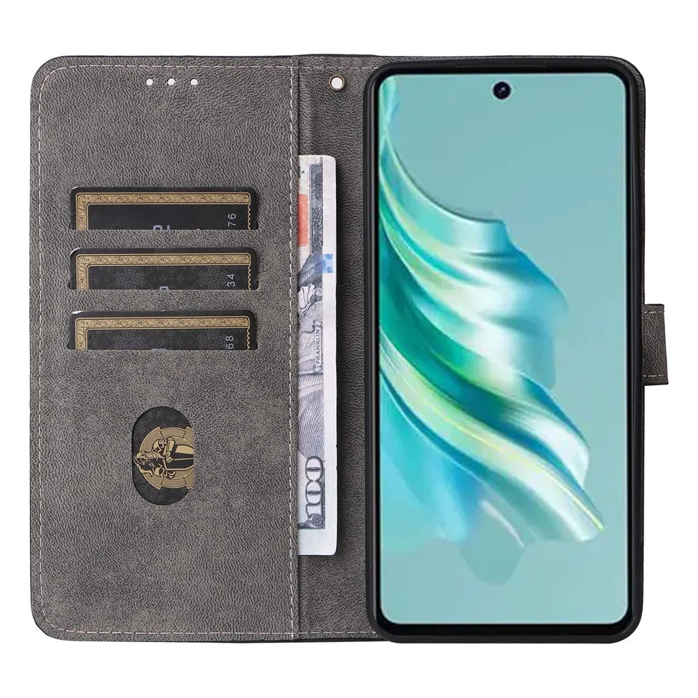 For TECNO Spark 20 KJ5 / Infinix Smart 8 Plus X6526 Case RFID Blocking PU Leather Wallet Phone Cover with Strap - Black - 2