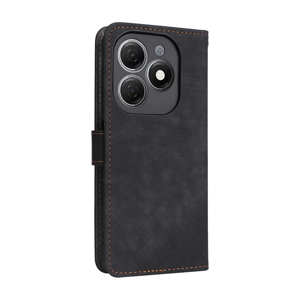 For TECNO Spark 20 KJ5 / Infinix Smart 8 Plus X6526 Case RFID Blocking PU Leather Wallet Phone Cover with Strap - Black - 7