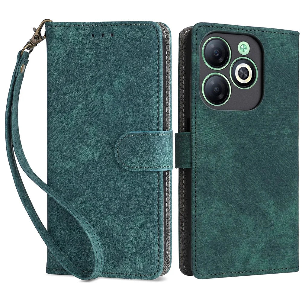 For Infinix Smart 8 4G X6525 / Smart 8 HD 4G Cell Phone Case RFID Blocking Leather Anti-Scratch Cover - Green - 1