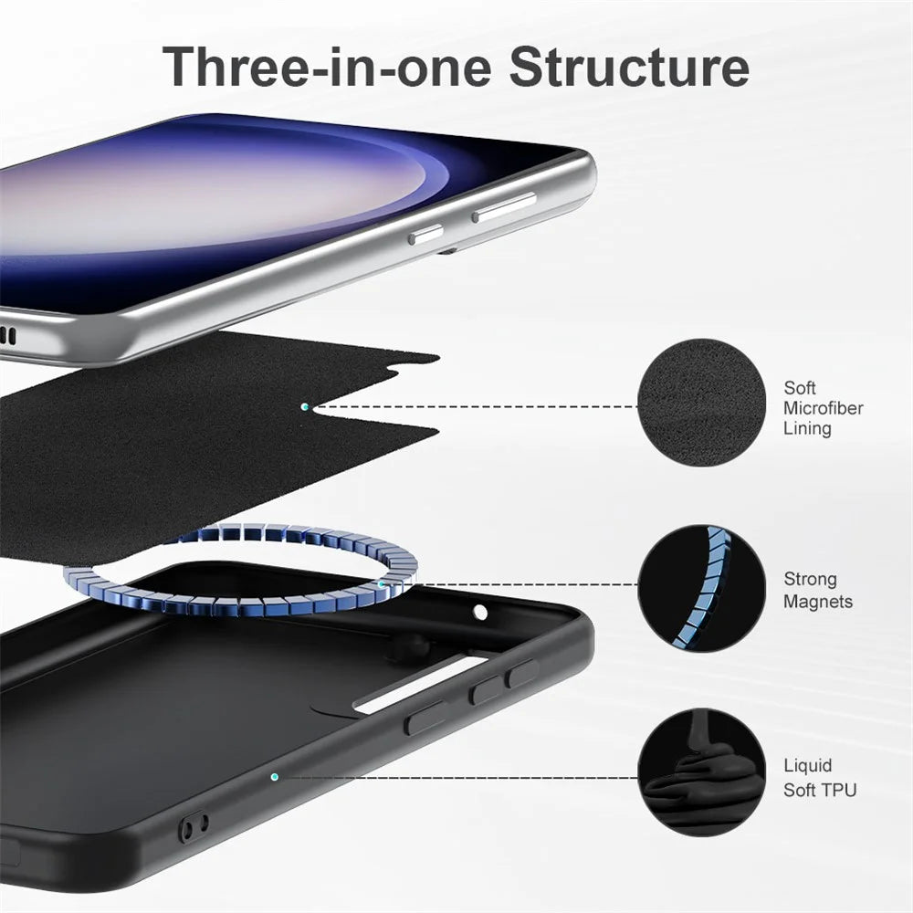 Liquid Series for Samsung Galaxy S24 Cell Phone Case Rubberized TPU Shell Magnetic Case - Black - 2