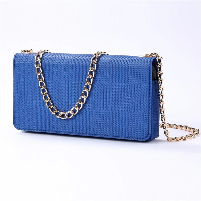 VILI GHE Series Phone Case Crossbody Chain Shoulder Strap Leather Phone Bag Wallet (REACH Certification) - Blue - 1