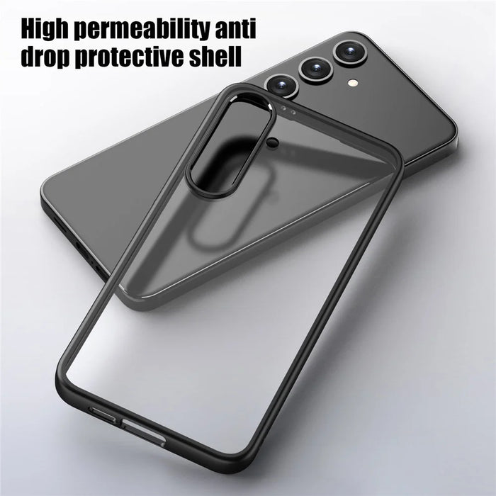 For Samsung Galaxy S24+ Case Crystal Clear Hard PC+Soft TPU Phone Cover - Black - 4