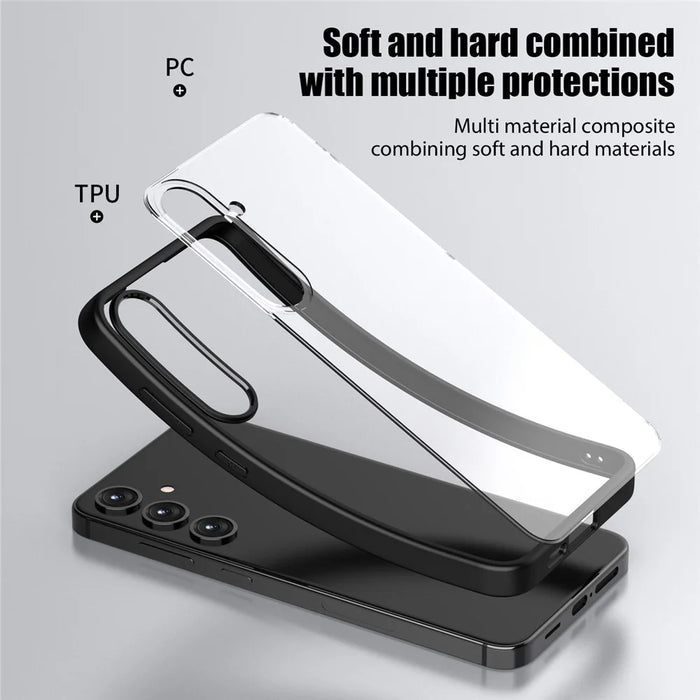 For Samsung Galaxy S24+ Case Crystal Clear Hard PC+Soft TPU Phone Cover - Black - 7