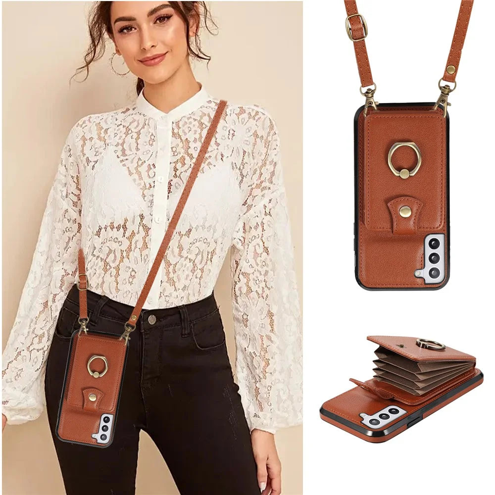 For Samsung Galaxy S21 4G / 5G Case Kickstand TPU+PU Leather Slim-Fit Mobile Phone Cover - Brown - 5
