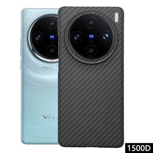 For vivo X100 Pro 5G Case Scratch-proof 1500D Coarse Texture Aramid Fiber Big Lens Cutout Phone Back Cover - Black - 1