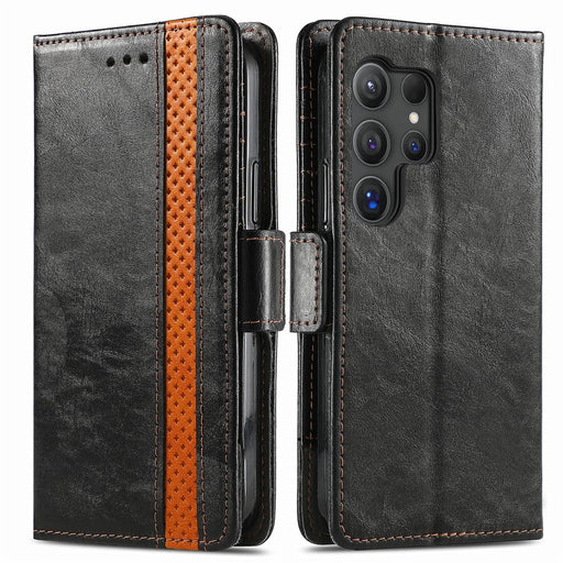 For Samsung Galaxy S24 Ultra Phone Cases CASENEO PU Leather Cover Stand with RFID Blocking Wallet - Black - 1