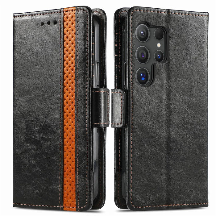 For Samsung Galaxy S24 Ultra Phone Cases CASENEO PU Leather Cover Stand with RFID Blocking Wallet - Black - 1