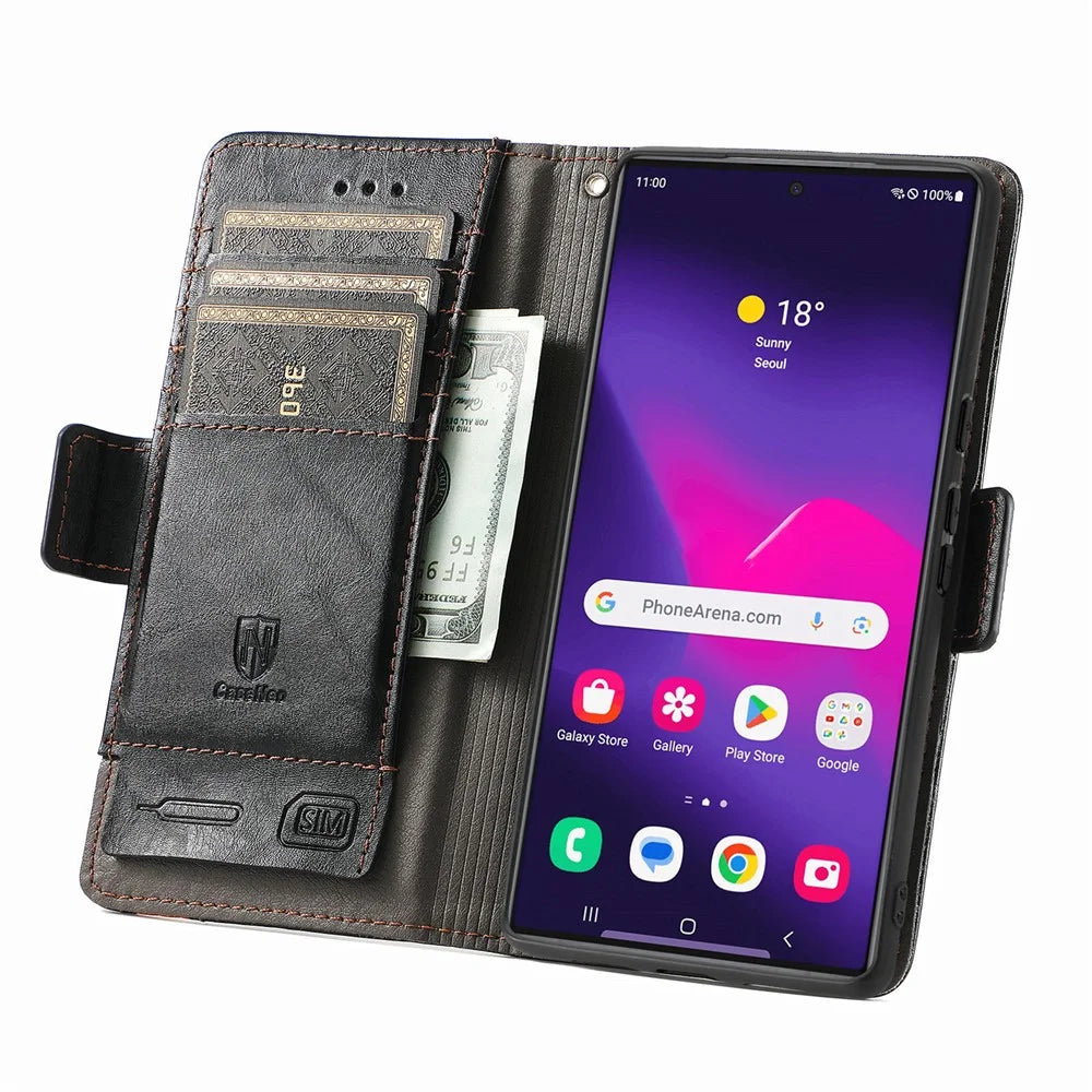For Samsung Galaxy S24 Ultra Phone Cases CASENEO PU Leather Cover Stand with RFID Blocking Wallet - Black - 2