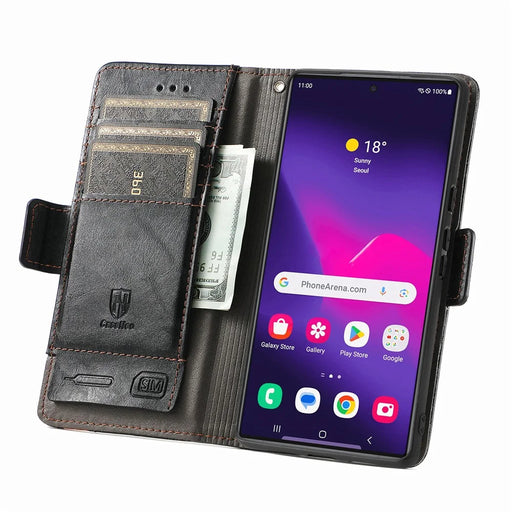 For Samsung Galaxy S24 Ultra Phone Cases CASENEO PU Leather Cover Stand with RFID Blocking Wallet - Black - 2