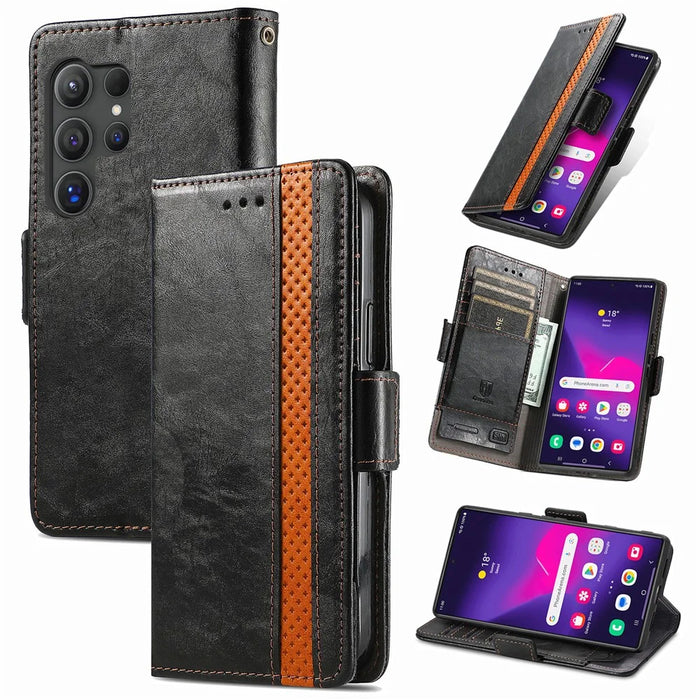 For Samsung Galaxy S24 Ultra Phone Cases CASENEO PU Leather Cover Stand with RFID Blocking Wallet - Black - 5