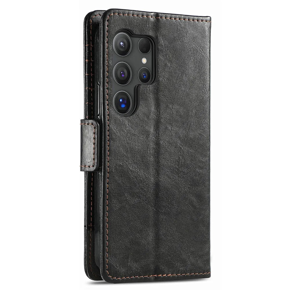 For Samsung Galaxy S24 Ultra Phone Cases CASENEO PU Leather Cover Stand with RFID Blocking Wallet - Black - 7