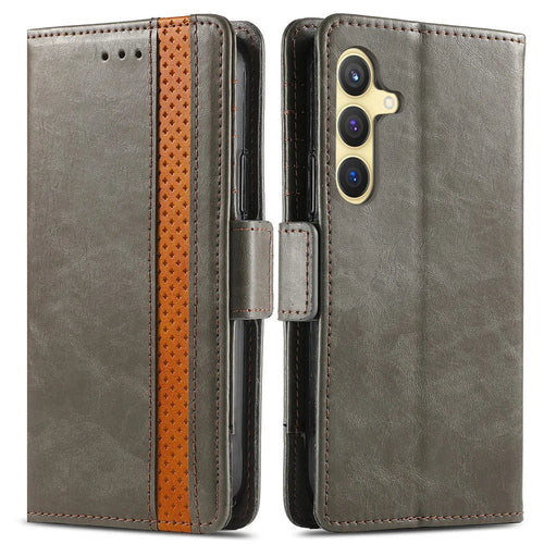 For Samsung Galaxy S24 Phone Cases CASENEO PU Leather Cover Stand with RFID Blocking Wallet - Grey - 1