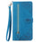 For Samsung Galaxy S24+ Zipper Wallet Case with Strap Flower Imprint PU Leather Phone Cover - Blue - 5