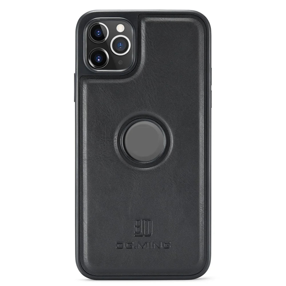 DG.MING For iPhone 11 Pro Max Case Leather Coating Phone Cover Wireless Charging - Black - 1