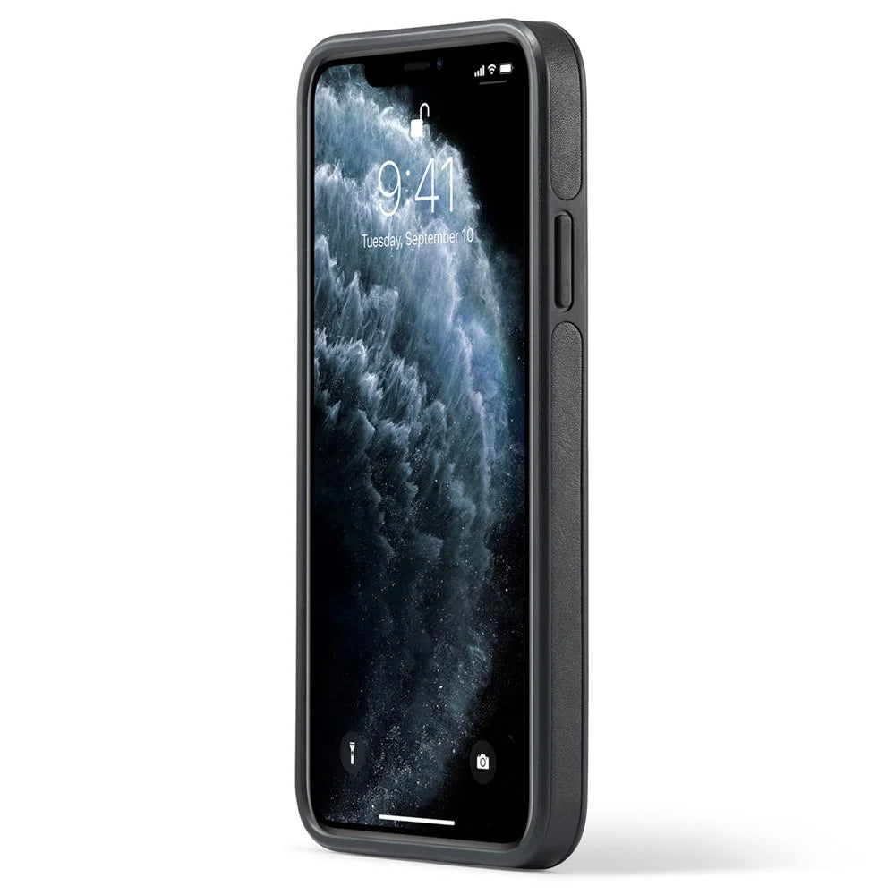 DG.MING For iPhone 11 Pro Max Case Leather Coating Phone Cover Wireless Charging - Black - 3