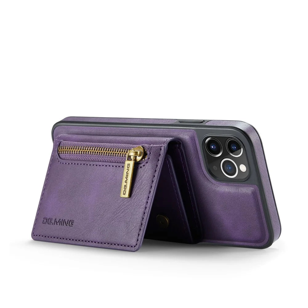 DG.MING M5 Series For iPhone 11 Pro Max Leather Case Detachable Magnetic Wallet - Purple - 2
