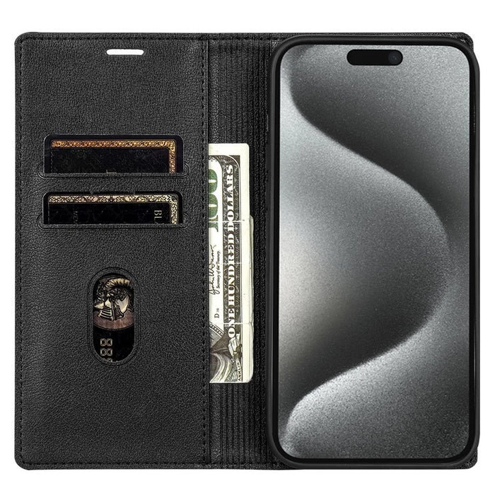 BKS-001 For iPhone 14 Pro Max Magnetic Case PU Leather Phone Stand Cover - Black - 2