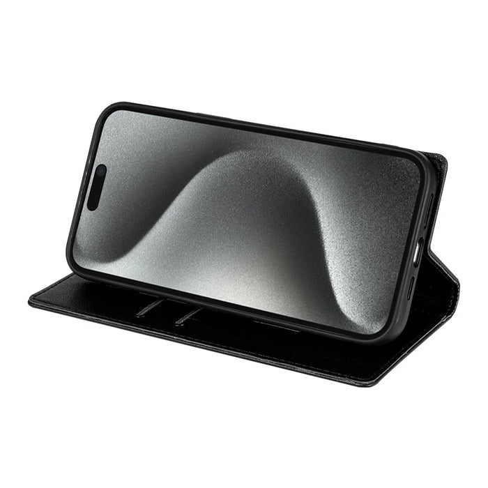 BKS-001 For iPhone 14 Pro Max Magnetic Case PU Leather Phone Stand Cover - Black - 3