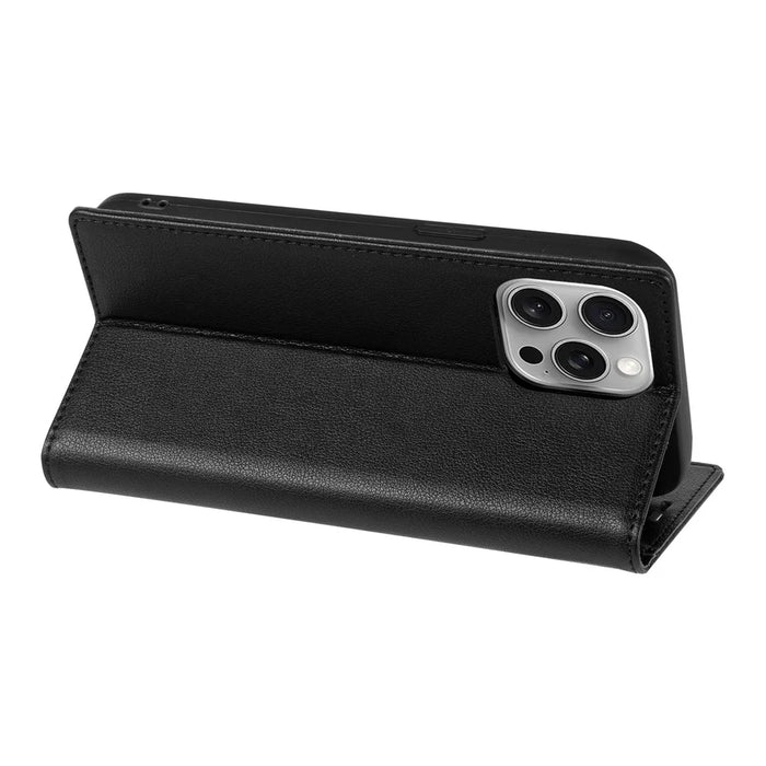 BKS-001 For iPhone 14 Pro Max Magnetic Case PU Leather Phone Stand Cover - Black - 4