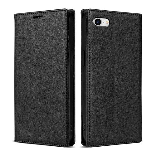 BKS-001 For iPhone 7 4.7 inch / 8 4.7 inch / SE (2022) / SE (2020) Magnetic Phone Case Leather Stand Wallet Cover - Black - 1