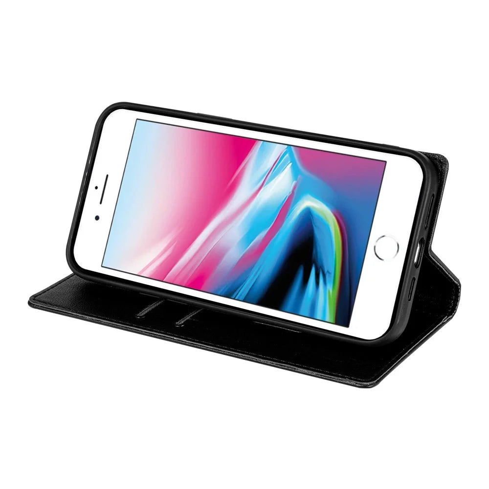 BKS-001 For iPhone 7 4.7 inch / 8 4.7 inch / SE (2022) / SE (2020) Magnetic Phone Case Leather Stand Wallet Cover - Black - 3