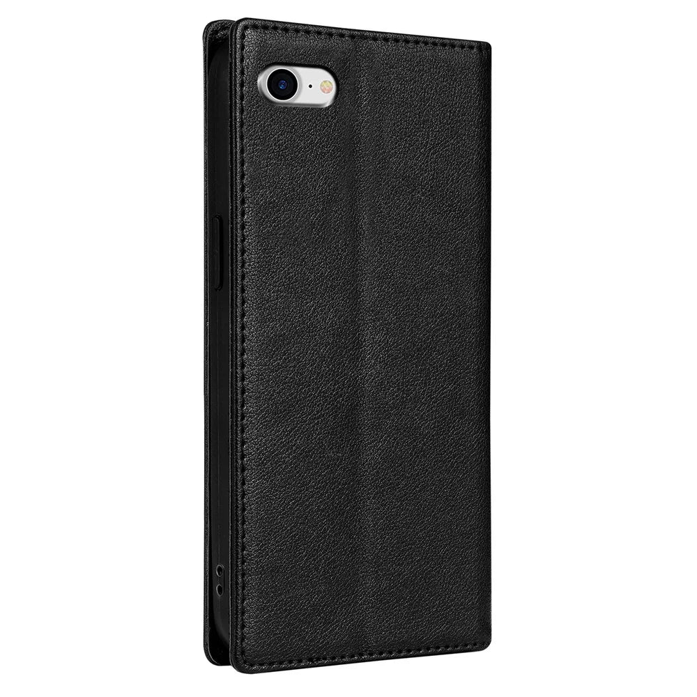 BKS-001 For iPhone 7 4.7 inch / 8 4.7 inch / SE (2022) / SE (2020) Magnetic Phone Case Leather Stand Wallet Cover - Black - 6