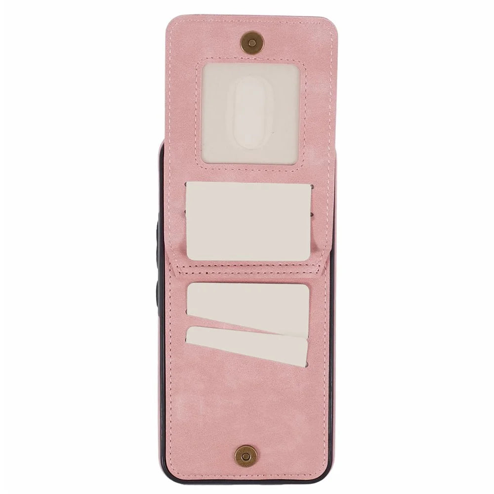 For Samsung Galaxy A54 5G Case  RFID Blocking Retro Texture PU+TPU Phone Cover with Card Slots - Pink - 4