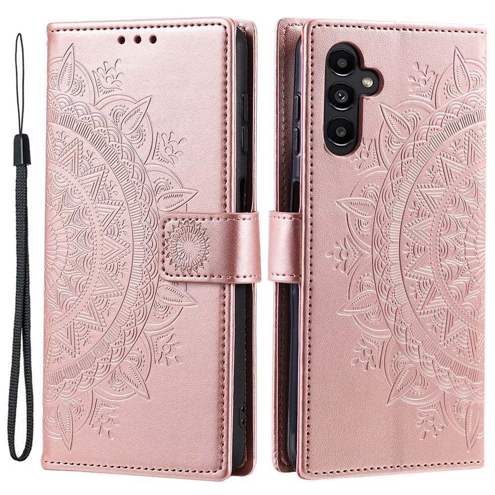 For Samsung Galaxy A55 5G Leather Wallet Case Phone Stand Cover - Rose Gold - 1