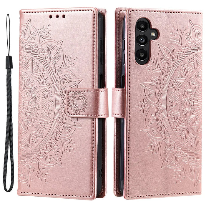 For Samsung Galaxy A55 5G Leather Wallet Case Phone Stand Cover - Rose Gold - 1