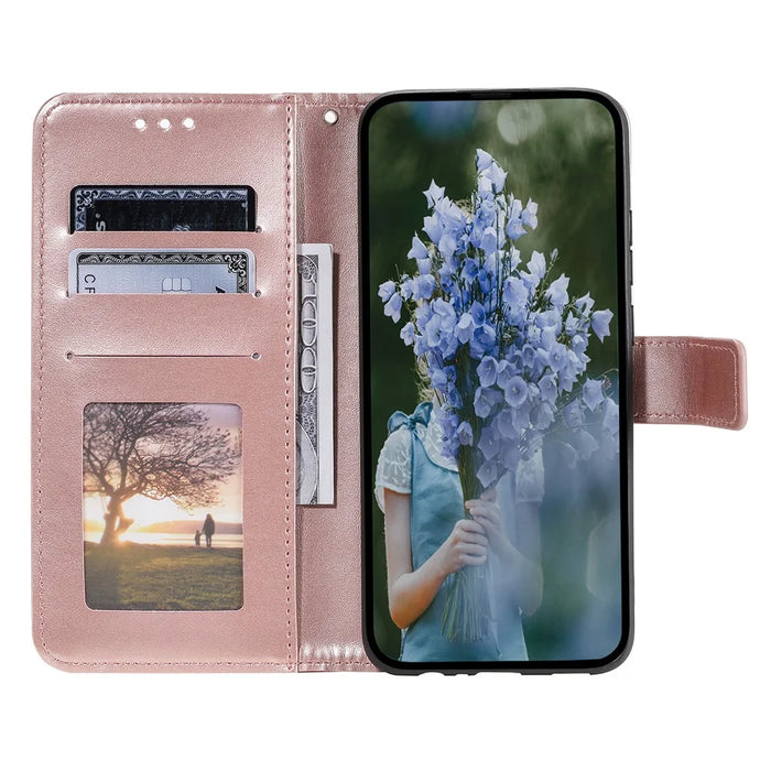 For Samsung Galaxy A55 5G Leather Wallet Case Phone Stand Cover - Rose Gold - 2
