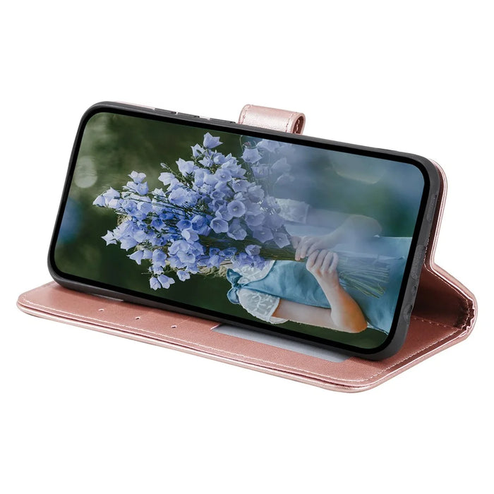 For Samsung Galaxy A55 5G Leather Wallet Case Phone Stand Cover - Rose Gold - 3