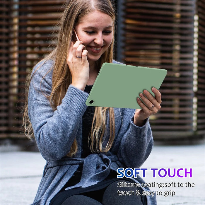 For Samsung Galaxy Tab A9+ Tablet Case Liquid Silicone Protective Cover - Green - 7