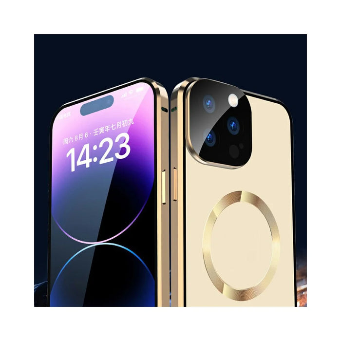 For iPhone 14 Pro Max Clear Phone Case Tempered Glass Full Protection Magnetic Adsorption Cover - Black - 4