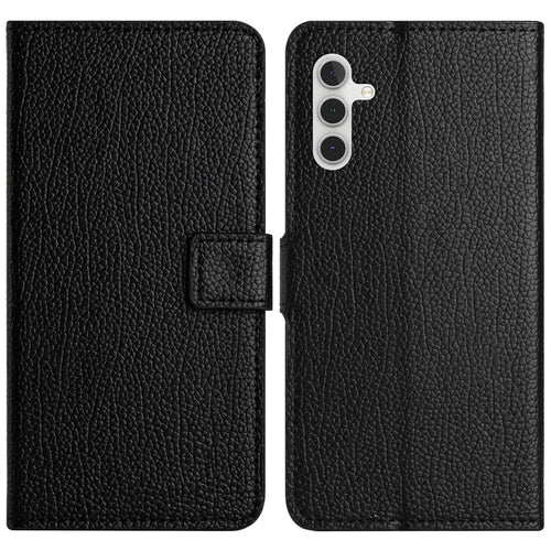Phone Cover for Samsung Galaxy A55 5G Case Litchi Texture PU Leather Stand Phone Shell Wallet - Black - 1