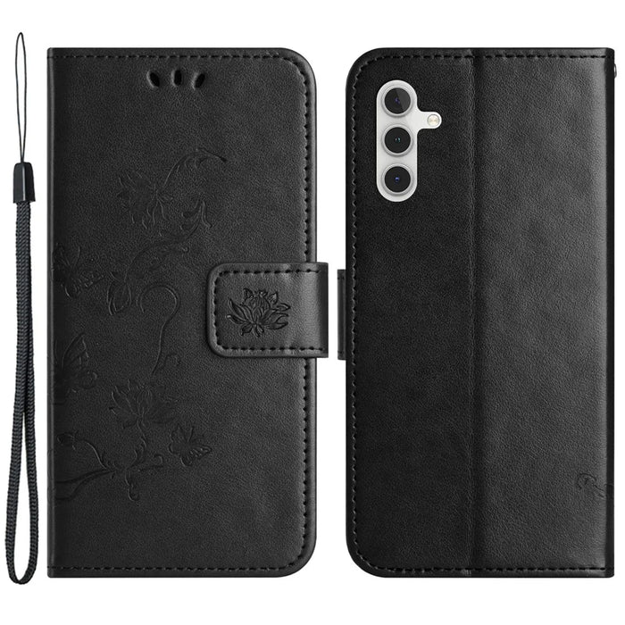 For Samsung Galaxy A55 5G Case Personalized Printing Butterfly Leather Phone Cover - Black - 1