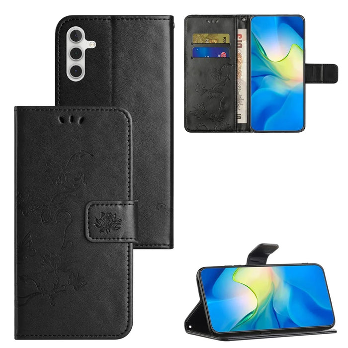 For Samsung Galaxy A55 5G Case Personalized Printing Butterfly Leather Phone Cover - Black - 7