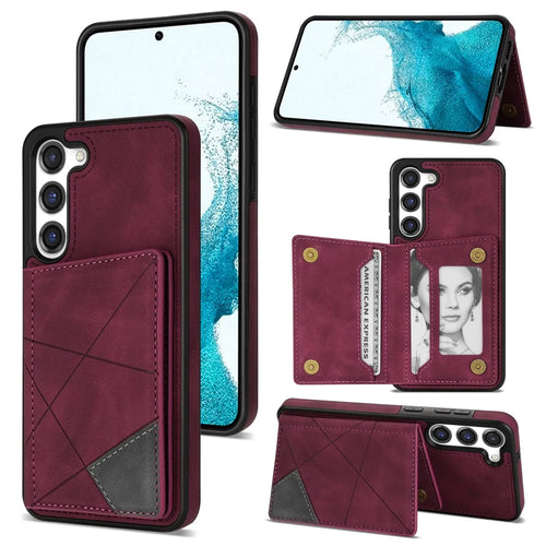 For Samsung Galaxy S24+ Case PU Leather+TPU Card Slots Phone Cover - Wine Red - 1
