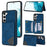 For Samsung Galaxy S24 Case Line Splicing Imprinted Leather Phone Cover - Blue - 1