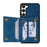 For Samsung Galaxy S24 Case Line Splicing Imprinted Leather Phone Cover - Blue - 4