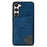 For Samsung Galaxy S24 Case Line Splicing Imprinted Leather Phone Cover - Blue - 7