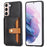 Cell Phone Case for Samsung Galaxy S24+ , Calf Texture Card Holder PU Leather+TPU Cover - Black - 1