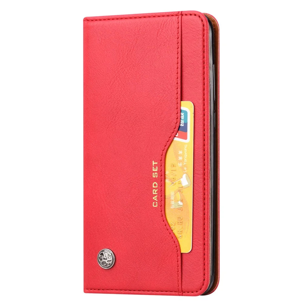 For Samsung Galaxy S24+ Cell Phone Case Magnetic Closing Flip Stand Leather Wallet Cover - Red - 6